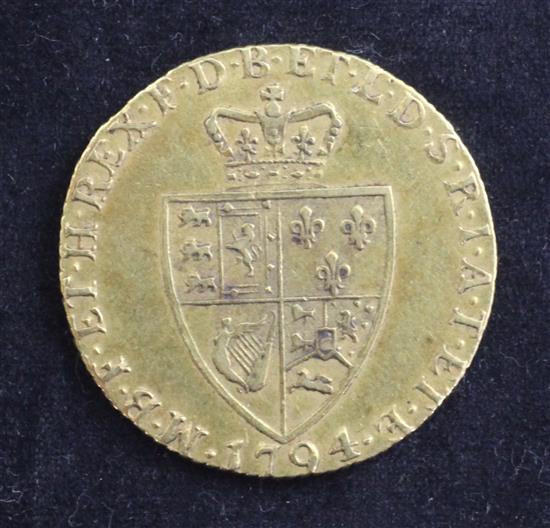 A George III gold guinea, 1794,